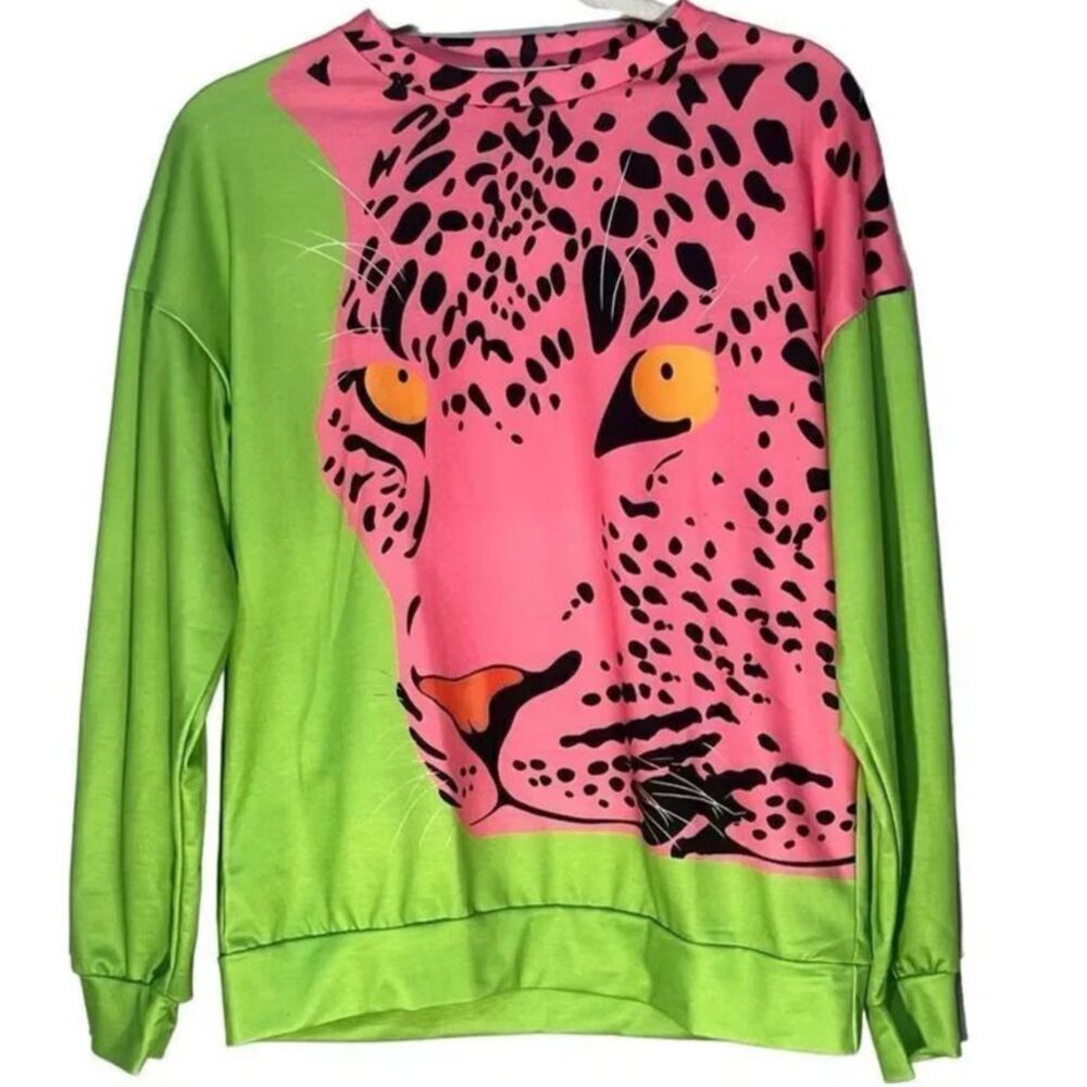 SHEIN Pink Leopard Sweatshirt Size Small